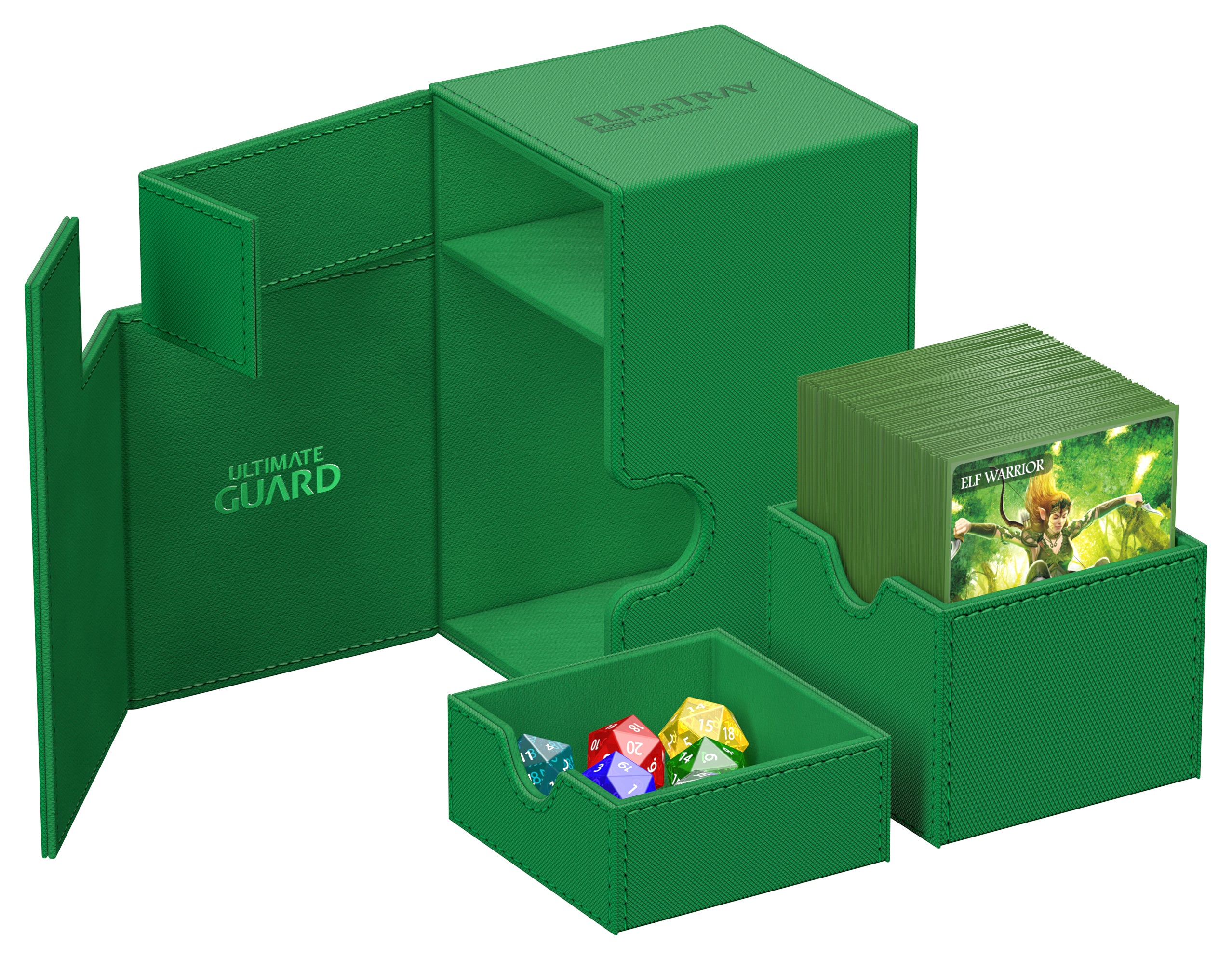 Image of Mono Green Ultimate Guard Xenoskin Flip'n'Tray 100+ Deckbox