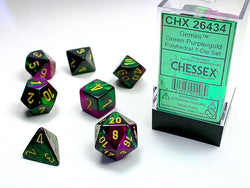 Chessex Gemini - Green-Purple/Gold - 7 Dice Set