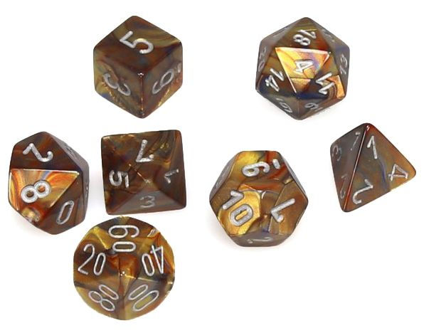 Image of Mini Lustrous (Gold/Silver) - Mini Polyhedral 7-Die Set