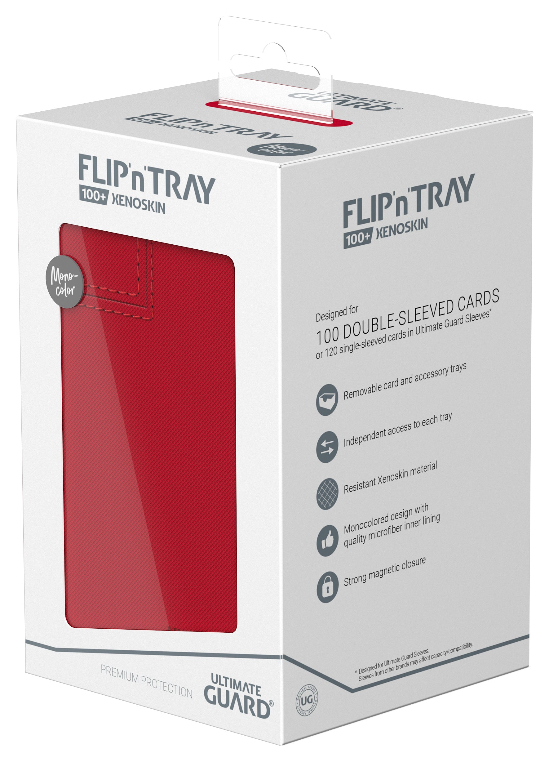 Image of Mono Red Ultimate Guard Xenoskin Flip'n'Tray 100+ Deckbox