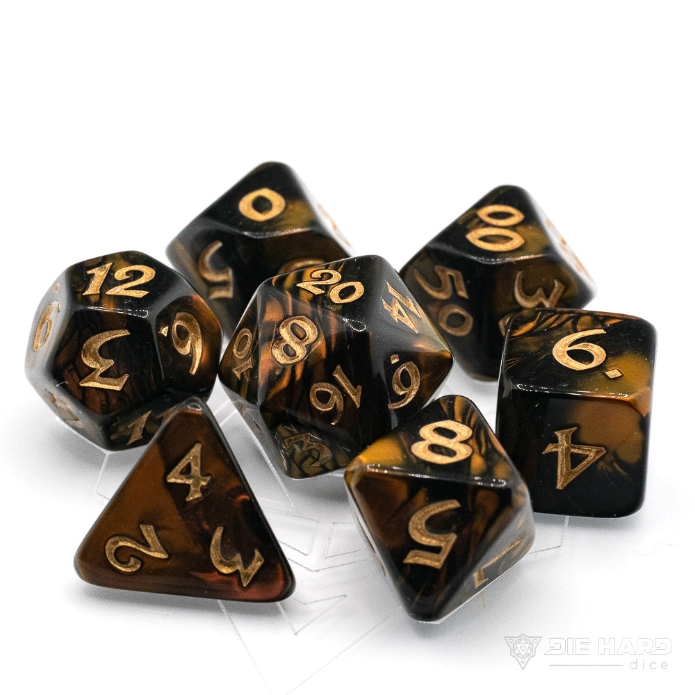 Image of Elessia Changeling with Gold 7pc RPG Set - Die Hard Dice