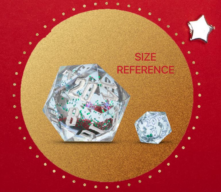 22mm D20 Snow Globe - Silver Ink/Silver Glitter