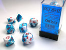 Chessex Gemini - Astral Blue-White/Red - 7 Dice Set