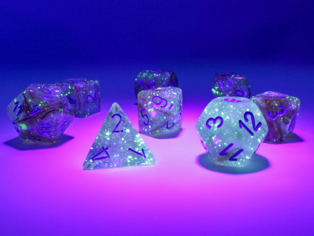 Image of Chessex Borealis - Rose Gold/Light Blue - 7 Dice