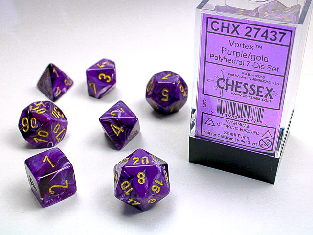 Image of Chessex Vortex - Purple/Gold - 7 Dice Set