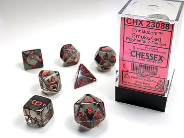 Chessex Translucent - Smoke/Red - 7 Dice Set