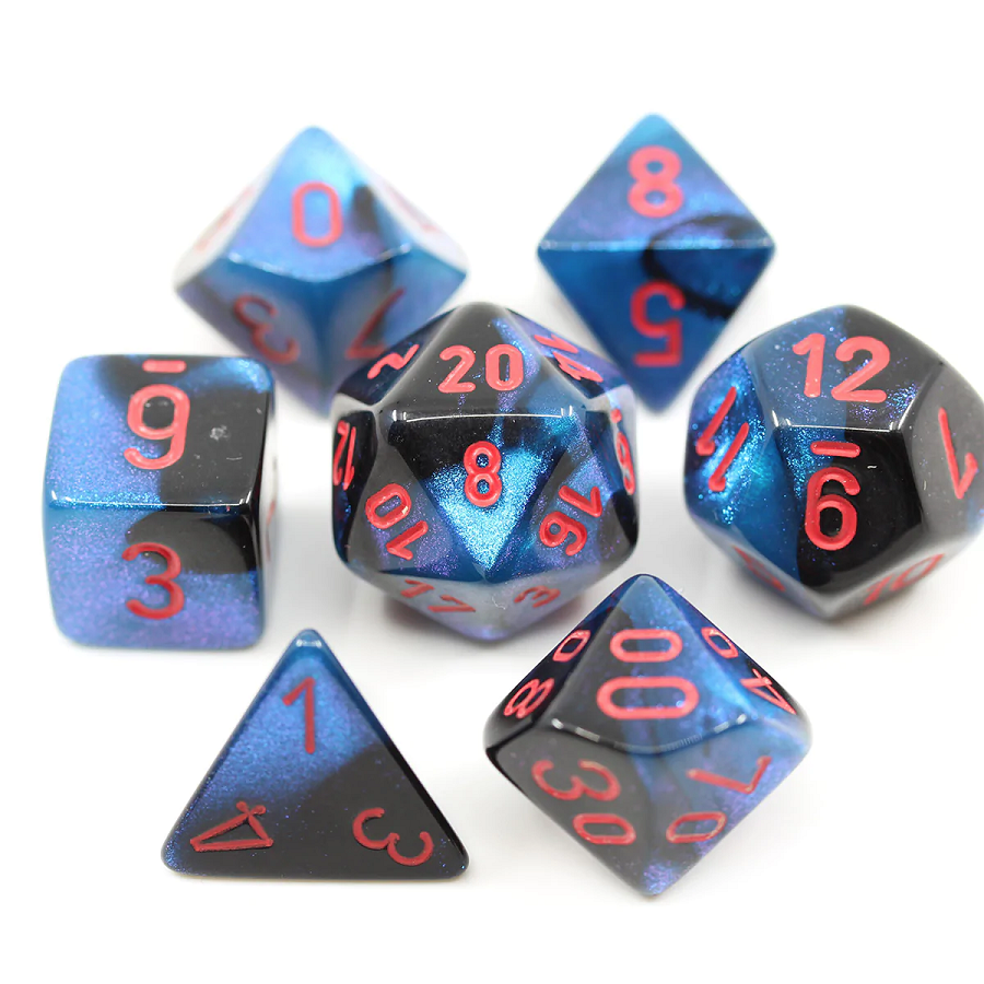 Image of Mini Gemini (Black-Starlight/Red) - Mini Polyhedral 7-Die Set