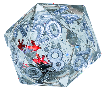 Image of 22mm D20 Snow Globe - Silver Ink/Silver Glitter