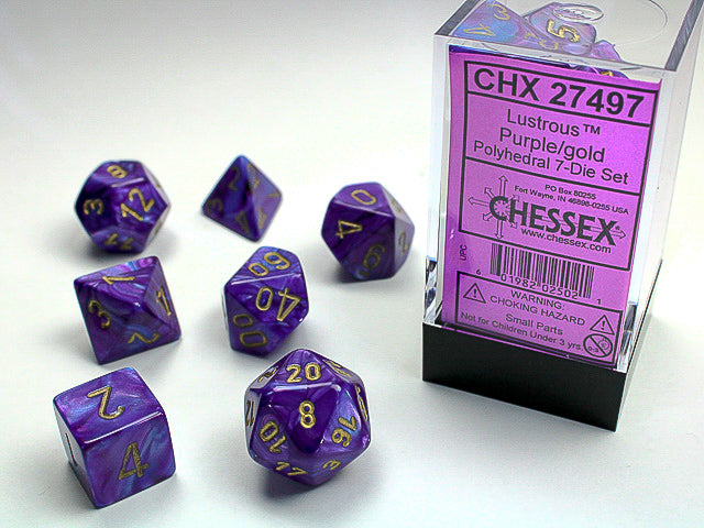 Chessex Lustrous - Purple/Gold - 7 Dice Set
