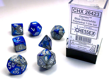 Chessex Gemini - Blue-Steel/White - 7 Dice Set
