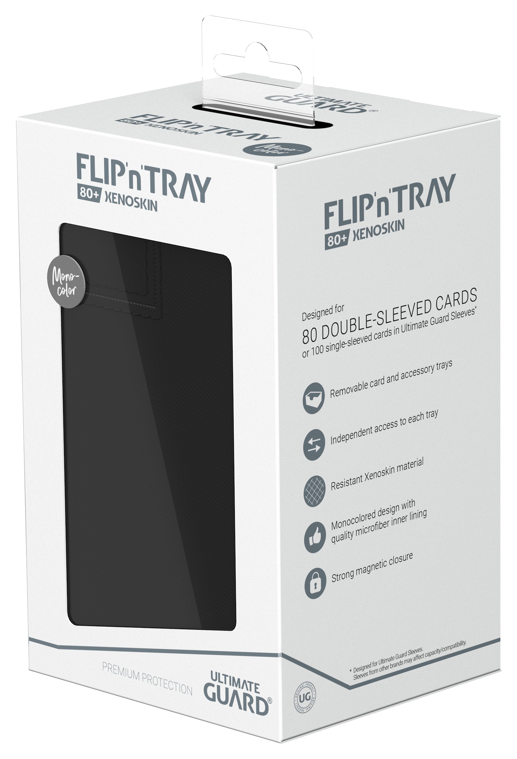 Image of Mono Black Ultimate Guard Xenoskin Flip'n'Tray 80+ Deckbox
