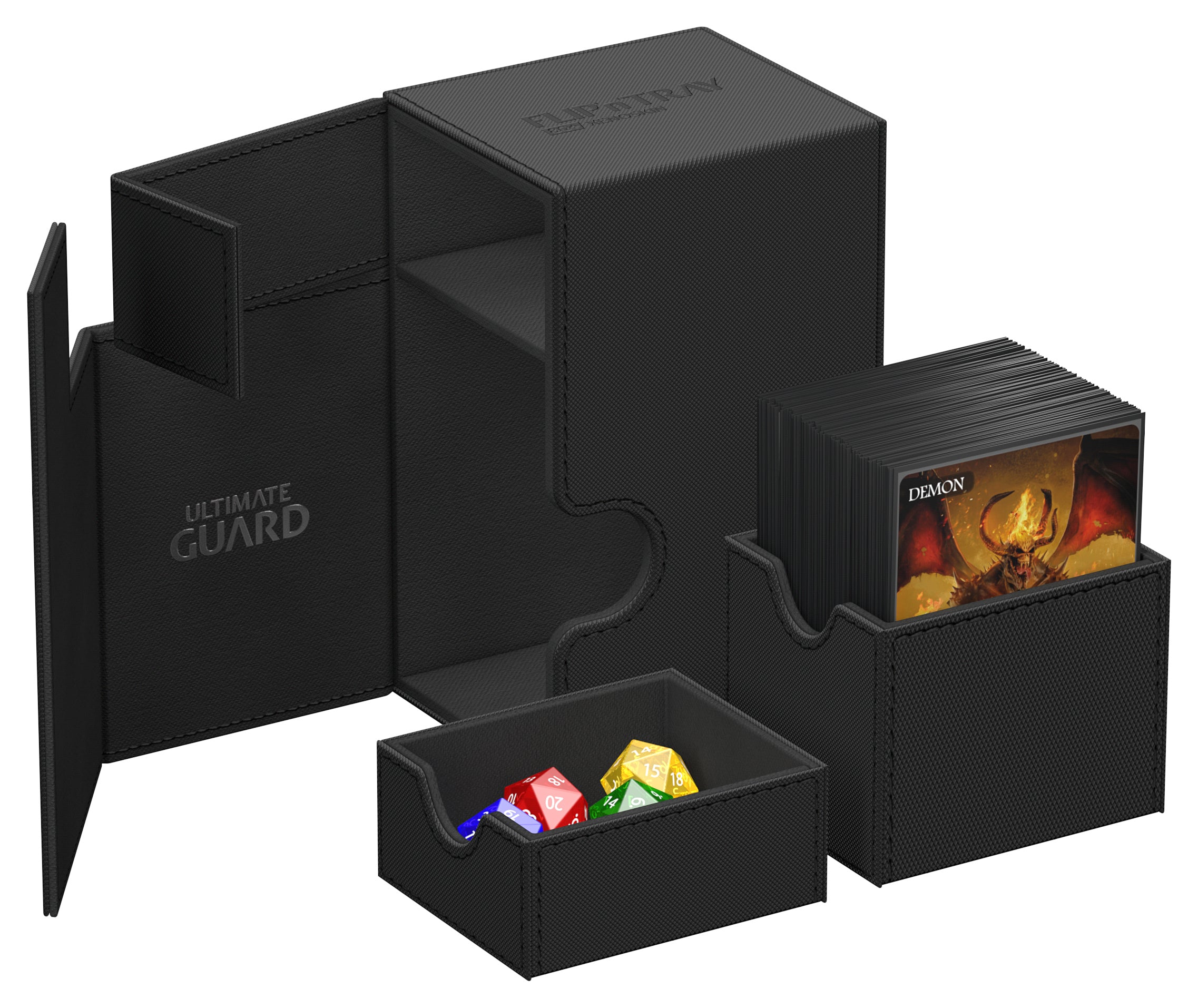 Image of Mono Black Ultimate Guard Xenoskin Flip'n'Tray 80+ Deckbox