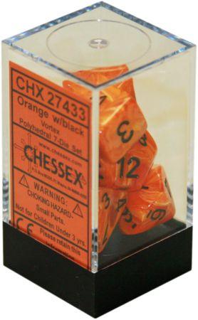 Chessex Vortex - Orange/Black - 7 Dice