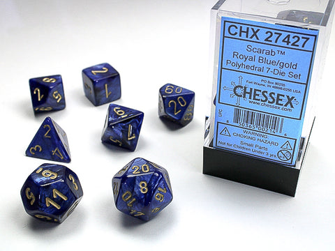 Chessex - Scarab Royal Blue/Gold - 7 Dice