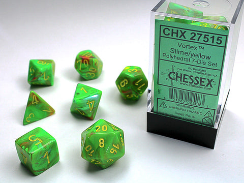Chessex Vortex - Slime/Yellow - 7 Dice