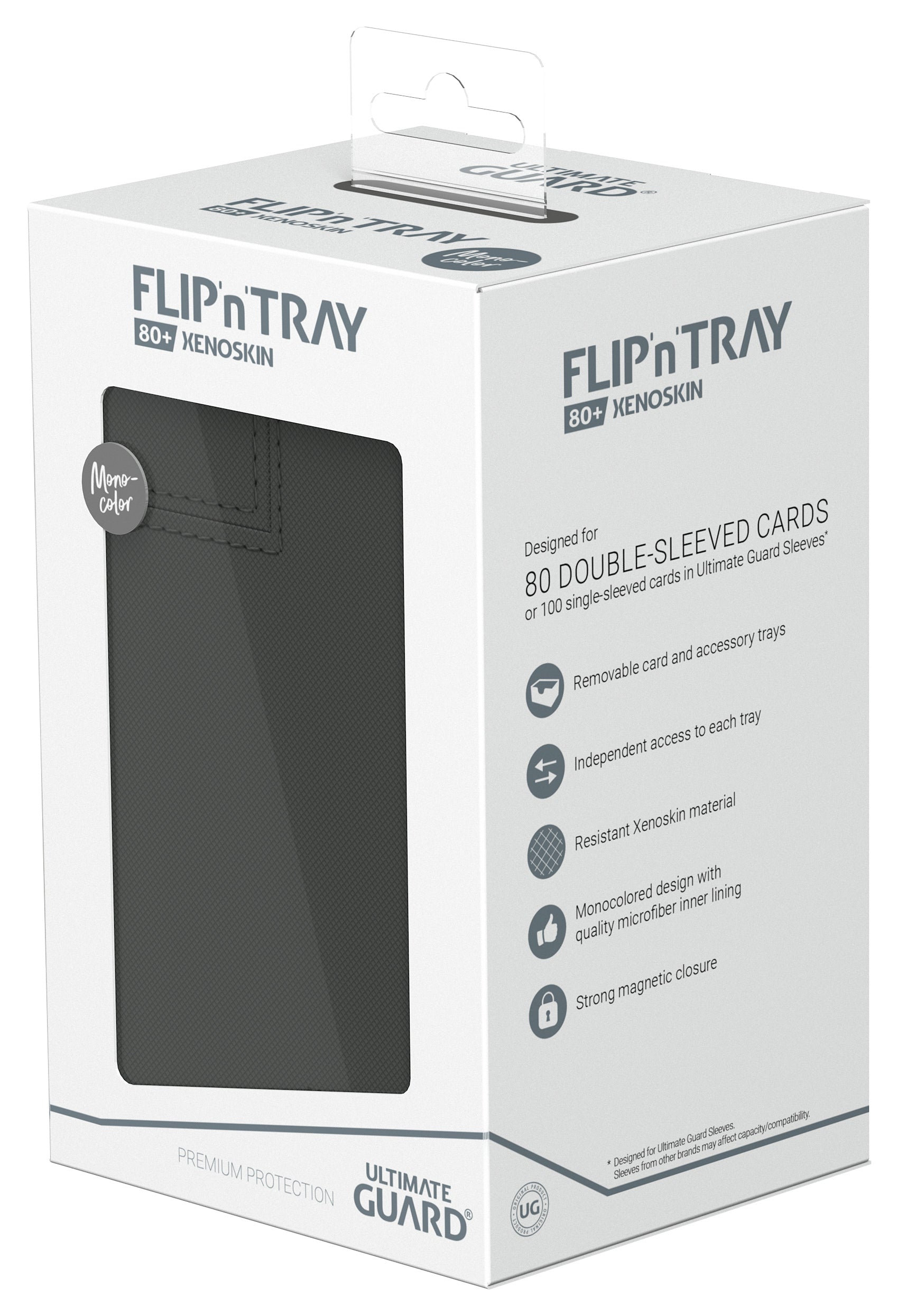 Image of Mono Grey Ultimate Guard Xenoskin Flip'n'Tray 80+ Deckbox