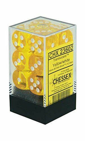 Chessex Translucent - Yellow/White - 12D6 Dice
